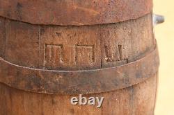 Old Antique Primitive Wooden Wood Pocket Barrel Cask Keg Canteen Signed XIX-XX