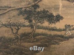 Old Antique Qing Dynasty Chinese Painting on Silk Signed