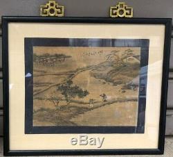 Old Antique Qing Dynasty Chinese Painting on Silk Signed