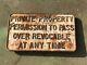 Old Antique Rustic Heavy Cast Iron Railroad Private Property Sign