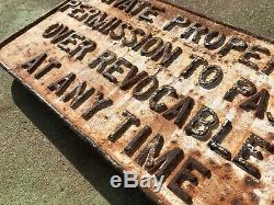 Old Antique Rustic Heavy Cast Iron Railroad Private Property Sign