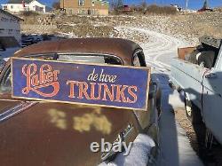 Old Antique Sign Laher Deluxe Car Trunks 1920 Butte Montana Oakland Cal. Wood