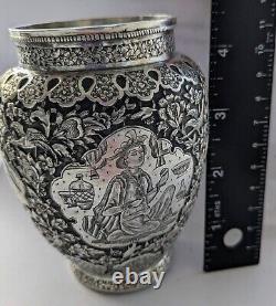 Old Antique Signed Islamic Persian Silver Vase