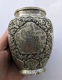 Old Antique Signed Islamic Persian Silver Vase
