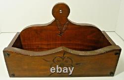 Old Antique Solid Wooden Storage Box United Kingdom Handmade Carved Primitive