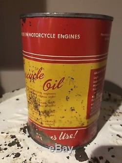 Old Antique Vintage INDIAN Motorcycle One Full Quart 1930 1940s Oil Can Rare