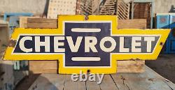 Old Antique Vintage Rare Chevrolet Ad Porcelain Embossed Enamel Sign Board