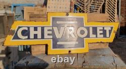 Old Antique Vintage Rare Chevrolet Ad Porcelain Embossed Enamel Sign Board