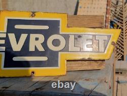 Old Antique Vintage Rare Chevrolet Ad Porcelain Embossed Enamel Sign Board