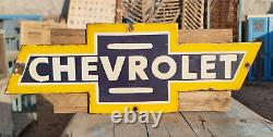 Old Antique Vintage Rare Chevrolet Ad Porcelain Embossed Enamel Sign Board