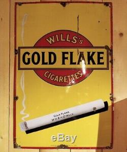 Old Antique Vintage Wills Gold Flake Cigarettes Enamel Sign 1930's
