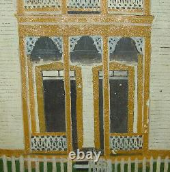 Old Antique Vtg 1910s Folk Art O/C Painting Victorian House Dated 1913 Anderson