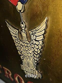 Old Antique Vtg EAGLE SCOUTS TROOP 10 B. S. A. Hand Painted Metal Sign 16 X 24