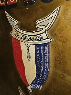 Old Antique Vtg EAGLE SCOUTS TROOP 10 B. S. A. Hand Painted Metal Sign 16 X 24
