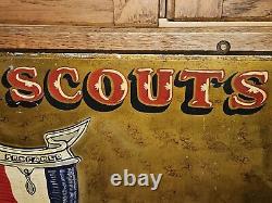 Old Antique Vtg EAGLE SCOUTS TROOP 10 B. S. A. Hand Painted Metal Sign 16 X 24