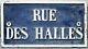 Old C19 French Street Sign Wall Plate Plaque Cast Iron Rue Des Halles Paris