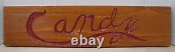 Old CANDY Wooden Country Corner Store Carved Sign double sided recessed
