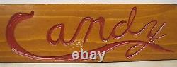 Old CANDY Wooden Country Corner Store Carved Sign double sided recessed