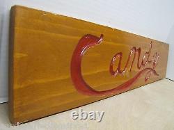 Old CANDY Wooden Country Corner Store Carved Sign double sided recessed