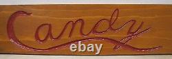 Old CANDY Wooden Country Corner Store Carved Sign double sided recessed