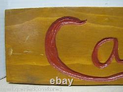 Old CANDY Wooden Country Corner Store Carved Sign double sided recessed