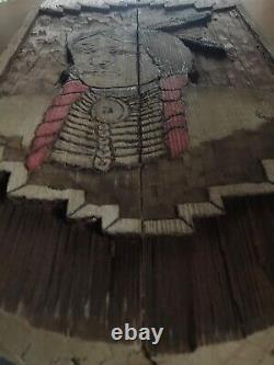 Old Carved Natural Wood Native American Relief Portrait Signed Lrg Folk Art