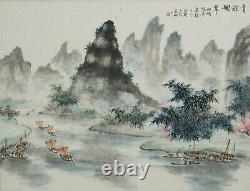 Old Chinese Watercolour River Scene Signed P95