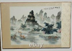 Old Chinese Watercolour River Scene Signed P95