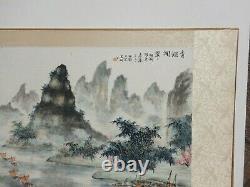 Old Chinese Watercolour River Scene Signed P95