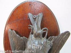 Old DEAD GAME BIRD Plaque ornate metal wooden Hunting Lodge Butcher Shop Sign