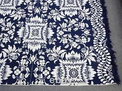 Old EARLY 74 x 95 Antique 1858 Floral Blue & White COVERLET SIGNED Sarah Allen