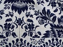 Old EARLY 74 x 95 Antique 1858 Floral Blue & White COVERLET SIGNED Sarah Allen