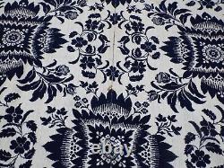 Old EARLY 74 x 95 Antique 1858 Floral Blue & White COVERLET SIGNED Sarah Allen