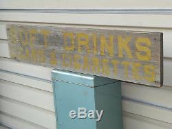 Old Early Soda Fountain Cigars Cigarettes Wood General Store Trade Sign Antique