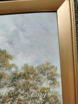 Old English Antique Original Oil Painting Framed Landscape Gold Frame LARGE
