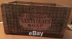 Old Fairbanks Santa Claus Soap Crate Wood Wooden Box Advertising Sign Illinois