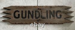 Old Folk Art Wooden Sign Gundling England America Old Rustic Primative sign