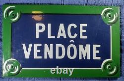 Old French Enamel Street Sign PLACE VENDOME Road Plaque