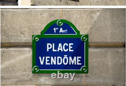 Old French Enamel Street Sign PLACE VENDOME Road Plaque