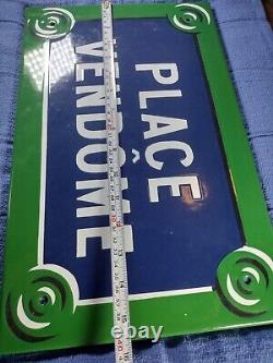 Old French Enamel Street Sign PLACE VENDOME Road Plaque