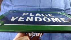 Old French Enamel Street Sign PLACE VENDOME Road Plaque