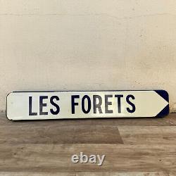 Old French Street Enameled Sign Plaque LES FORETS vintage 1904242