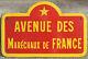 Old French Enamel Steel Street Sign Road Plaque Plate Avenue Marechaux De France
