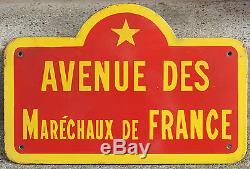 Old French enamel steel street sign road plaque plate Avenue Marechaux de France