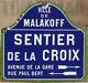 Old French Enamel Street Sign Sentier De La Croix Cross Paris Malakoff 1920s