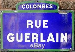Old French enamel street sign road name plaque Guerlain perfume Colombes Paris