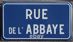 Old French street sign plaque name rue de l'Abbaye Abbey Road Thizy Lyon NOS