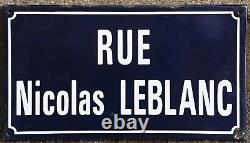 Old French street sign plaque rue Nicolas Leblanc Nicholas Nicky Nikki White