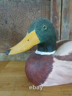 Old Hand carved Hand Painted Wood Folk Art Duck Decoy Mallard RUSSEL BROWN
