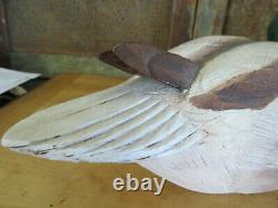 Old Hand carved Hand Painted Wood Folk Art Duck Decoy Mallard RUSSEL BROWN